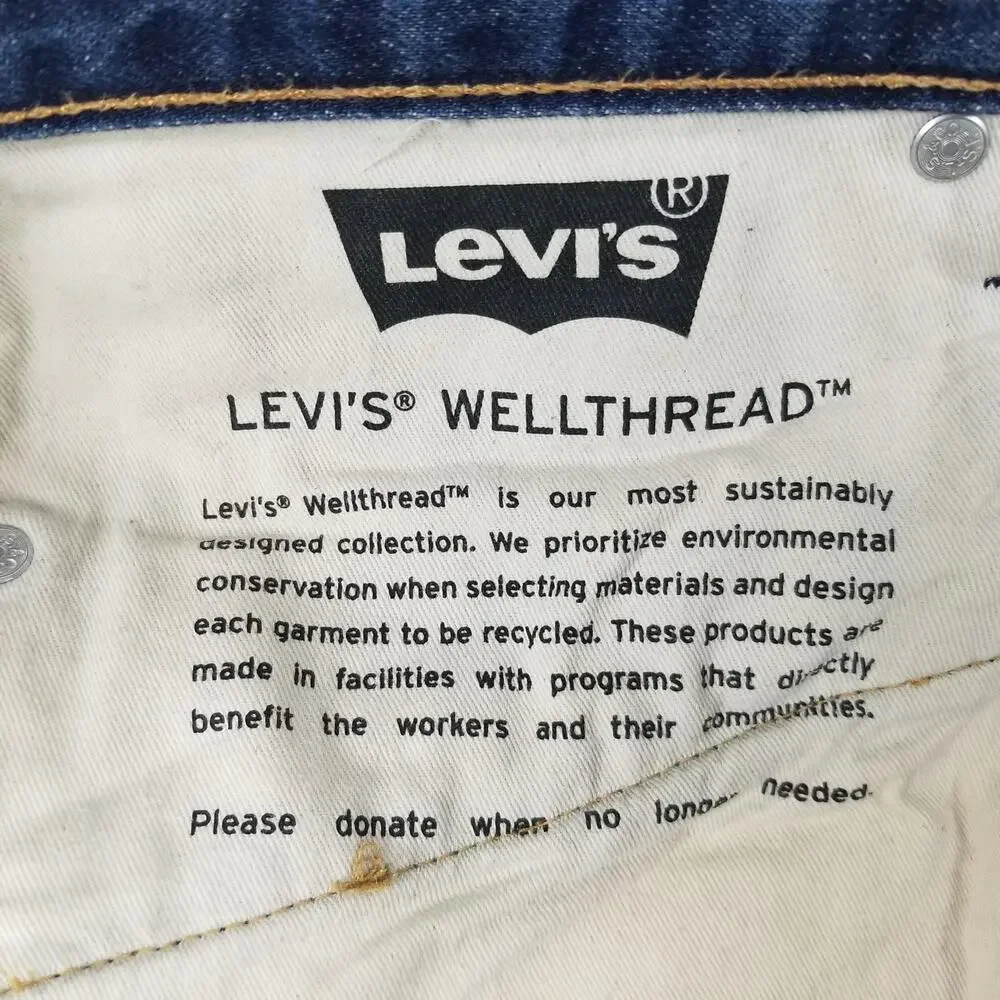 Levis 502 Jeans Mens 33x32 Blue Medium Wash Wellthread Tapered Leg Stretch Denim